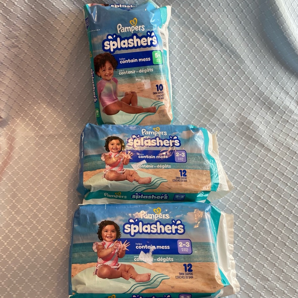 Lot of 3 Pampers Splashers Swim Diapers Two sizes